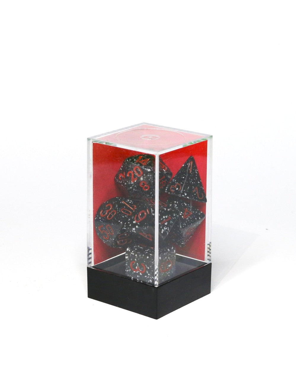 Dark Speckled Polyhedral Dice - Set of 7